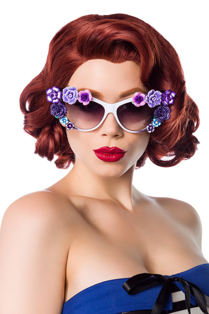 Sonnenbrille Retro-Look weiß/violett