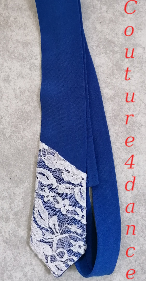 Krawatte schmal Royalblau/Spitze