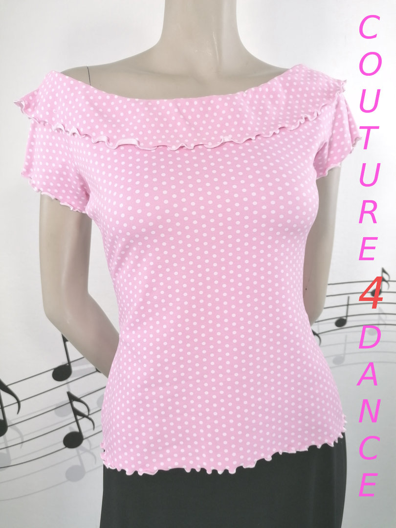 Shirt Carmen Rosé mit Minidots, Größe S